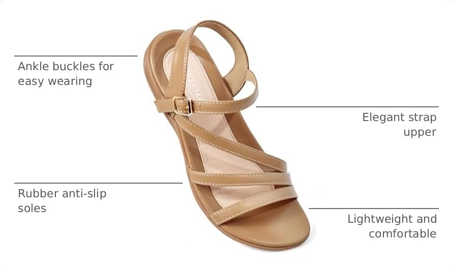 Image of Flat Sandals for Women Dressy - Comfortable Summer Strappy Sandal