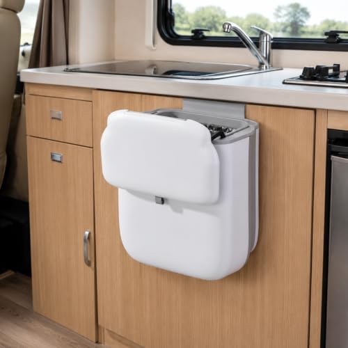 Caneca de basura plegable rectangular blanca para RV