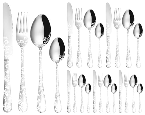 【uso multiuso】Questo splendido set di posate in acciaio inossidabile maniglia adatto per uso domestico quotidiano, hotel, ristorante, intrattenimento, festa, buffet, bistrot, campeggio, picnic, ecc.