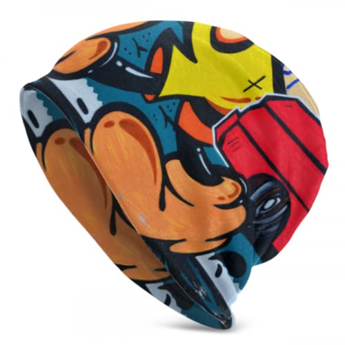Art-Block-Unique-Character-Graffiti-Girls-Skull-Cap-Kid-Knit-Beanie-Skull-Cap-Beanie-Girls-Knitted-Hat-3D-Printed-Adult-Comfortbale-Soft