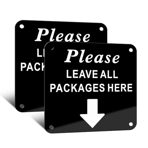 TAKULA Parcel Box Sticker,10 * 10CM Please Leave Parcels Here Sign,Parcel Box Sign with Arrow,Ideal for Home Offices No More Lost Goods|2 Pieces
