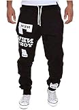 COTTORY Men's Harem Casual Baggy Hiphop Dance Jogger Sweatpants Trousers Black Large