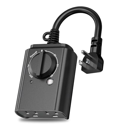 BN-LINK Outdoor Light Timer with Dusk to Dawn Sensor, Weatherproof Dual Grounded Outlets for Christmas/Halloween Decorations, 15A 1/2HP ETL Listed