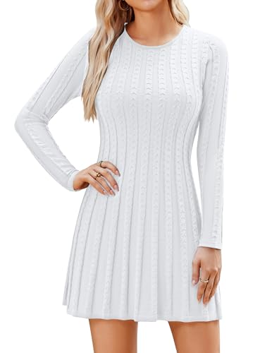 Hotouch Strickkleid Damen Herbst Midikleid...