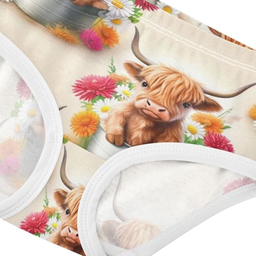 Joisal Fancy Toddler Underwear Floral 2t Cotton Panties for Girl Cute Highland Cow Flowers Underpants Briefs4