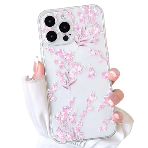 NITITOP Compatible for iPhone 15 Pro Max Case Cute Clear Flower - Pink by NITITOP - Used condition - US$7.42