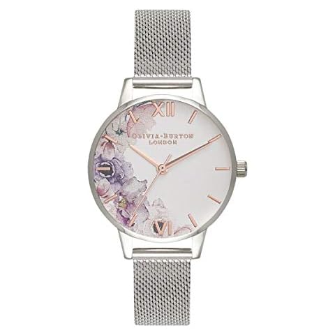 Olivia Burton Silver Floral Quartz Watch Cover