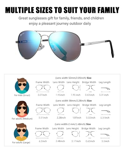 Image of Pro Acme Polarized Aviator Sunglasses for Men and Women 100% UV Protection, 58mm