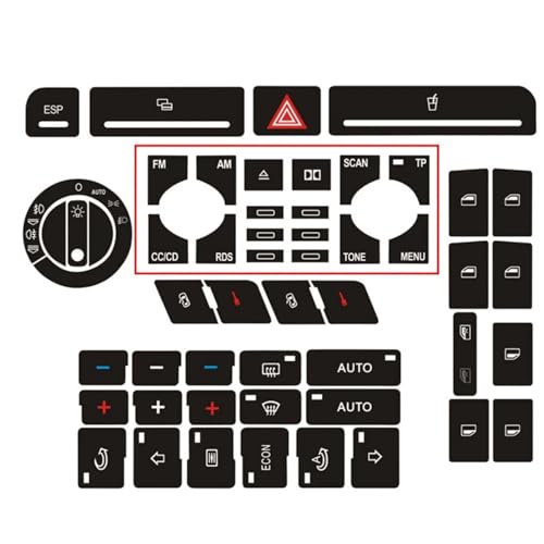 Autocollant de réparation bouton clim A4 B6 B7 voiture noir mat