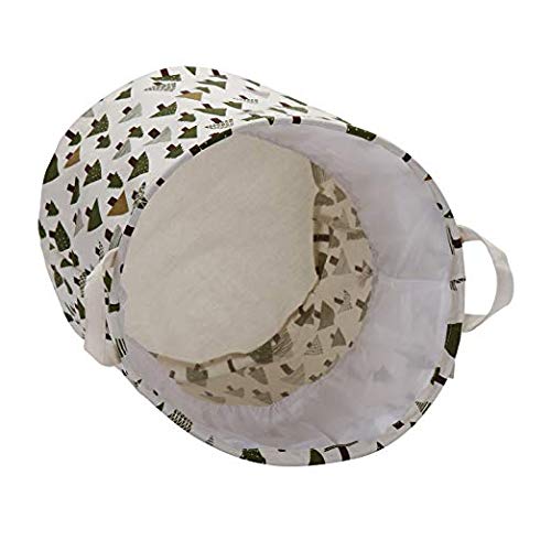 Sea Team 19.7" X 15.7" Large Sized Folding Cylindric Waterproof Coating Canvas Fabric Laundry Hamper Storage Basket With Drawstring Cover, Tree #TOP3