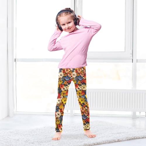 ALAZA Girls' Leggings Children's Yoga Pants Skinny Printed Dance Vivid Flower Comfortable 4T3