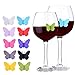 Wine Glass Markers Drink Charms Multi-colored Butterfly Tags with Magnetic Silicon Suction Cup Holiday Birthday Wedding Cocktail Party Decoration Supplies 10 pcs Set Reusable-MSL123