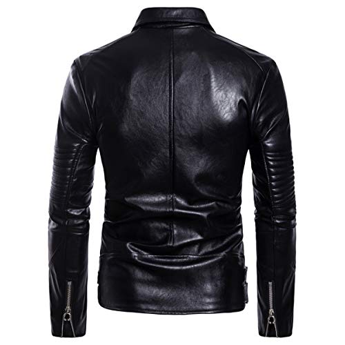 Aowofs Men's Faux Leather Jacket Motorcycle Lapel Bomber Punk Irregular Zipper Jacket Black (Black 2, X-Small) #TOP2