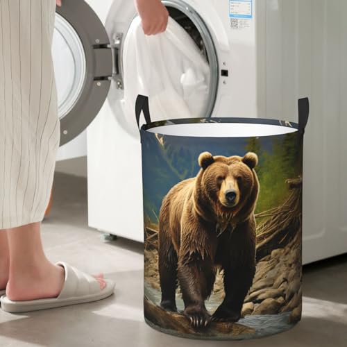 Panier à linge en forme d'ours marron pour ranger le linge