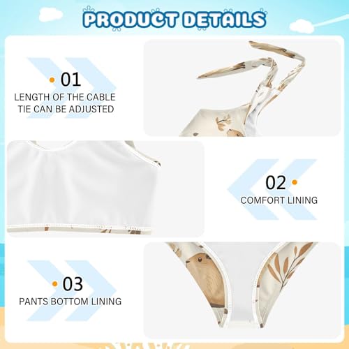 Capybara Capibara Animal Autumn Leaf Girls Tankini Swimsuit Kids Bikini Sets 2 Pcs Bathing Suit 3T4