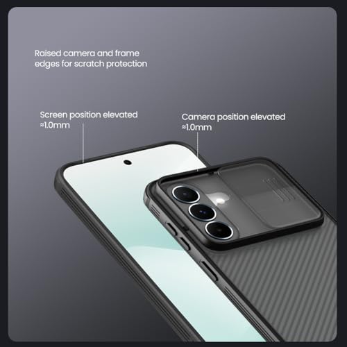 Image of Nilkin Classic Series for Samsung A37 Case with Camera Cover, [Camera Lens Protector] [Scratch-Resistant] [360 Full Protection] Shockproof Slim Phone Case (Transparent Black, A37)
