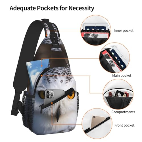 Snowy Owl Eyes Sling Bag mochila cruzada urbana negra miniatura 5