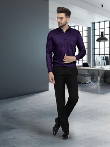 Image of Pinkmint Mens Long Sleeve Button Down Shirt for Men Collared Casual Formal Soild Shirt