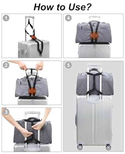 Image of Luggage Straps, Lapinchen Bag Bungee, Luggage Bungee, Luggage Straps Suitcase Adjustable Belt, Adjustable and Portable Travel Suitcase Accessory (2Pack Brown)