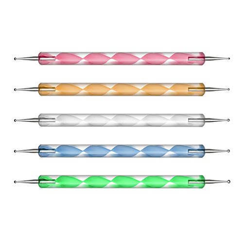 Supernine 5 Color Double-Ended Spiral Marble Pattern Drawing Nail Varnish Gel Point Dotting Pen Manicure Nail Art Tools