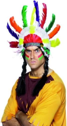Amazon Co Jp 頭飾り マルチカラー インディアン 族長風 ウエスタン 大人男性用 Indian Headdress ファッション