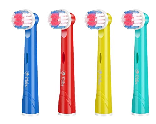 Brossettes Électriques Enfants Milos Premium (Pack de 4), Compatibles avec les Têtes Brosse à Dent Oral B Braun Oral B Brossette de Rechange Enfants Compatibles avec les Brosses à Dents Oral B Enfants