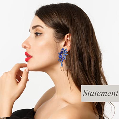 Vintage Rhinestone Statement Earrings for Women Fashion Bling Colorful Crystal Cluster Drop Dangle Earrings2