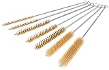 7 Pcs Brass Wire Tube Brushes Bottle Brush Set,11Inch Long Wire Brass Brushes for Cleaning,Wire Pipe Cleaner Bore Brush Deep Cleaning for Tubes,Bottle,Keyboards,Glass, Gold