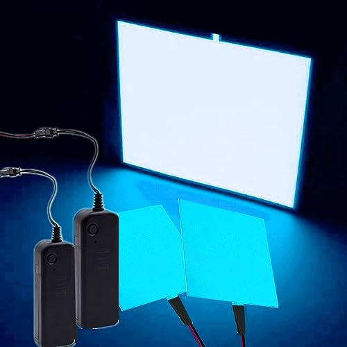 Image of Ourbest El Sheet Panel Light 2Pcs - Paper Electroluminescent Cuttable Mask Eye Lighting DIY Cosplay Party Decoration Continuous /Strobe (10x10CM Icyblue)