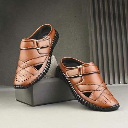 Image of KASTAVA KS 102X Comfortable Premium Synthetic Casual Sandals | Adjust Velcro Closure | Lightweight Everyday Wear Sandals for Men