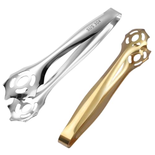 2 pcs 304 Stainless Steel Kitchen Tongs for Sugar, Sweet, Ice Cubes - Mini, Small Tongs - for Food Kitchen Tongues ，Salad Tongs,Mini Tongs for Food，Sugar Cube