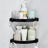 etagere douche design Gain de Place Optimal​ : Idéale pour organiser savon, shampoing, produit nettoyant visage et autres accessoires. Elle est équipée de crochets pratiques pour suspendre serviettes, gants de toilette, rasoirs, etc., vous aidant à optimiser l'espace dans votre douche.