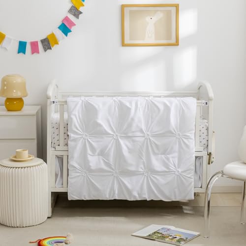 PINNKKU 3-Piece Crib Bedding Set for Boy Girls, Crib Skirt,