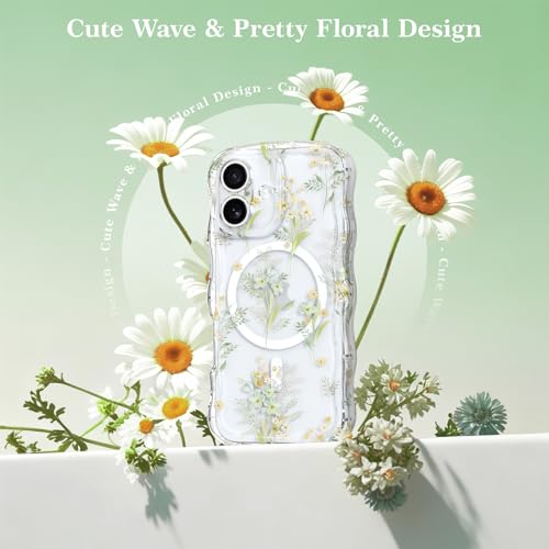 RALEAVO for iPhone 16 Case Cute Floral Magnetic Wavy Case,Green Flowers by RALEAVO - Used condition - Image 6