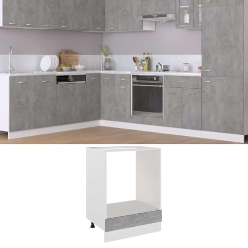 Générique Meuble de Four Riga Gris béton 60 x 46 x 81,5 cm Bois d'ingénierie,Meubles de Cuisine,802501