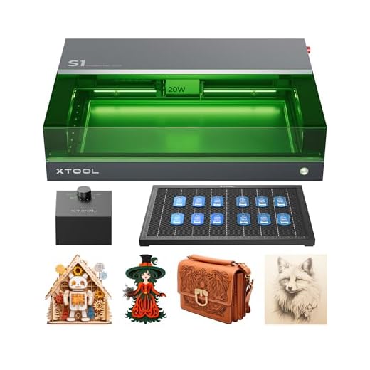 xTool S1 20W Incisore Laser Kit con Aisst Aria Intelligente e Pannello a Nido d'Ape, Fuoco Automatico, Blocco Fumo, Area di Lavoro 498 * 330mm, per Metallo, Legno, Pelle, Acrilico e Tumbler