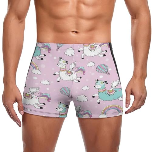 Maillot de bain homme alpaga arc-en-ciel trunks boxer de natation