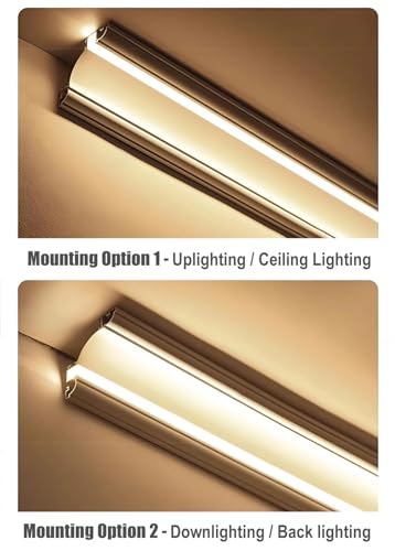 Corniche LED Plafond en Aluminium de 3m avec Diffuseur Haute Finition - 4