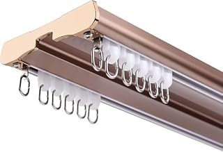 Soporte de techo de doble riel de cortina resistente – Barra de metal cortable de 4 m para ventana de bahía, balcón, división silenciosa de habitación, accesorios azules incluidos