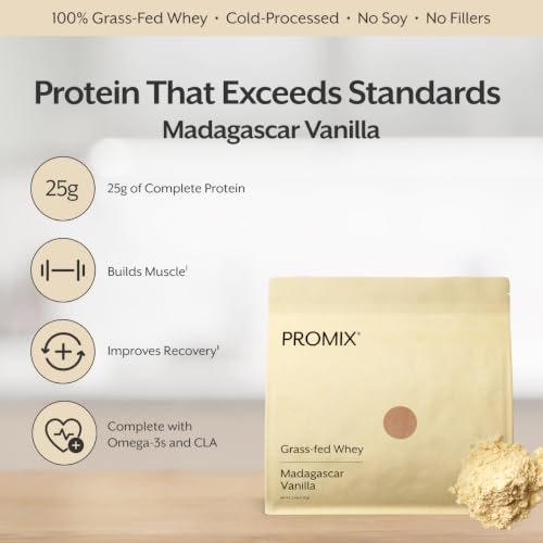 Image of ProMix Nutrition Whey Protein Powder, Vanilla - Grass-Fed & 100% All Natural - Post Workout Fitness & Nutrition Shakes, Smoothies, Baking & Cooking Recipes - 2.5 Pound (Pack of 2)