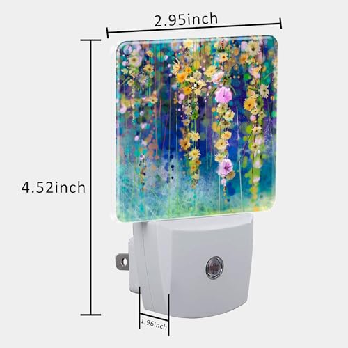 Abstract Ivy Flowers Watercolor Painting Night Light Plug into Wall with Dusk to Dawn Sensor Cute Nightlight for Kid Girls Boys Women Room Decor, Hallway, Kitchen, Bathroom, Nursery, Stairs - Image 6