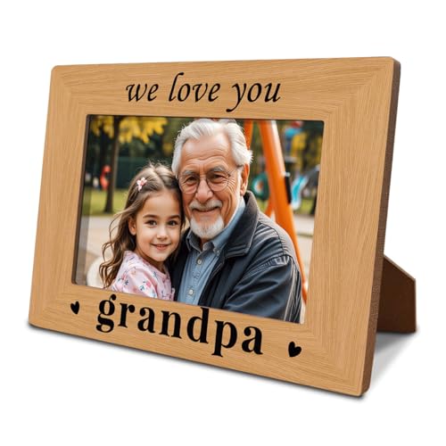 Grandpa Gift Fathers Day Gift for Grandpa Grandfather Birthday Christmas Thanksgiving Gifts Photo Gifts Wooden Picture Frame We Love You Grandfather Photo Frame Decor To Assemble 4*6 Inches Photo