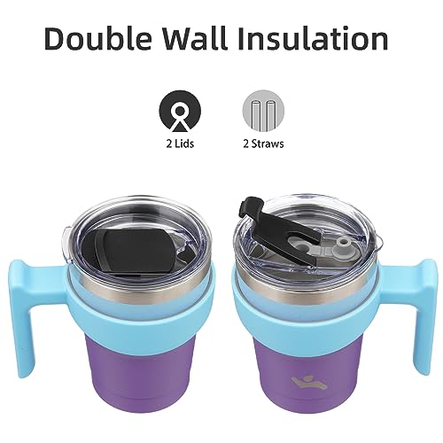 Image of Konokyo 10 oz Tumbler with Handle and Straw, Insulated Travel Mug