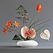 Flower Frog Vase Kit, Ikebana Flower Arrangement, Ceramic Water Drop Flower Pot & Flower Frog Flower Arrangement Vase Kit (White Small Size)