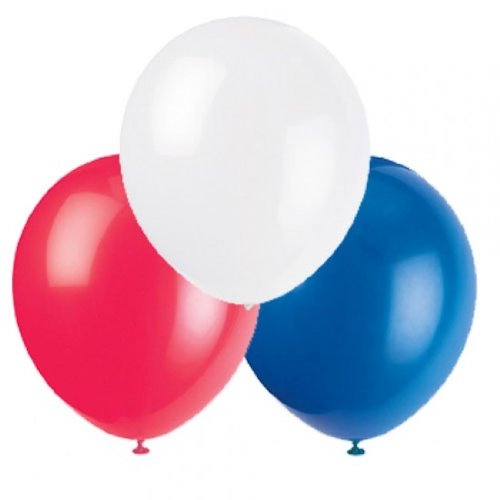 15 x 12 Red, White & Blue Latex Balloons