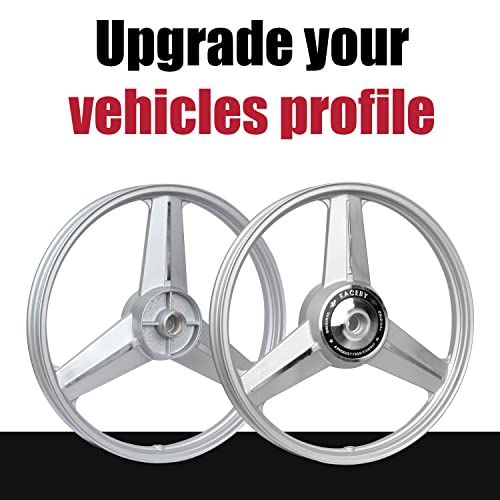 Image of Thump TH-22FG 18 inch Front & 18 inch Rear Tire Alloy Wheel Heavy Duty High Durability Compatible with CD Deluxe Splendor & Passion (Silver & CNC, 2 Pcs)