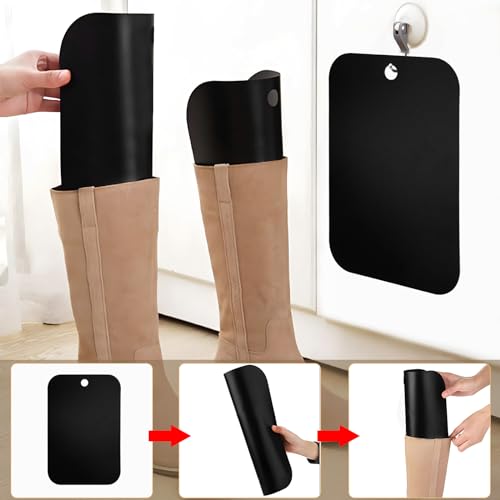 Rierousy 10 Stück Kunststoff Stiefelspanner, Hohe Stiefelformer Formeinsätze, Stiefelform Einsätze Schwarz, Hält die Stiefel Aufrecht für Damen Und Herrenstiefel (32cm)