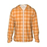 Tissu de qualité supérieure : fabriqué à partir de 100 % polyester, ce sweat à capuche de protection solaire orange et blanc à imprimé écossais (a) dispose d'un tissage jacquard dense qui est léger, respirant et doux au toucher. Ses propriétés imperméables et à séchage rapide en font un excellent choix pour les vêtements de protection solaire pour femme et les chemises de protection solaire pour homme