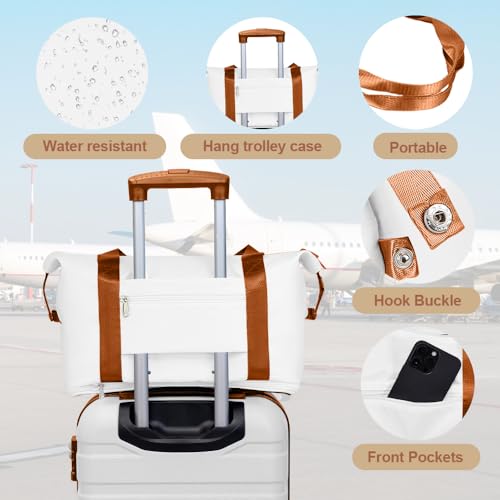 Image of AnyZip Luggage PC ABS Hardside Lightweight Suitcase with 4 Universal Wheels TSA Lock 20 24 28 Inch, White Brown, 3 piece set(20 inch), Fashion