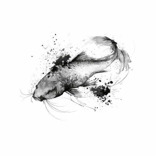 Affiche noir et blanc Koi Art pour chambre, salon et cuisine, tableau toile HOQIU 70x100cm